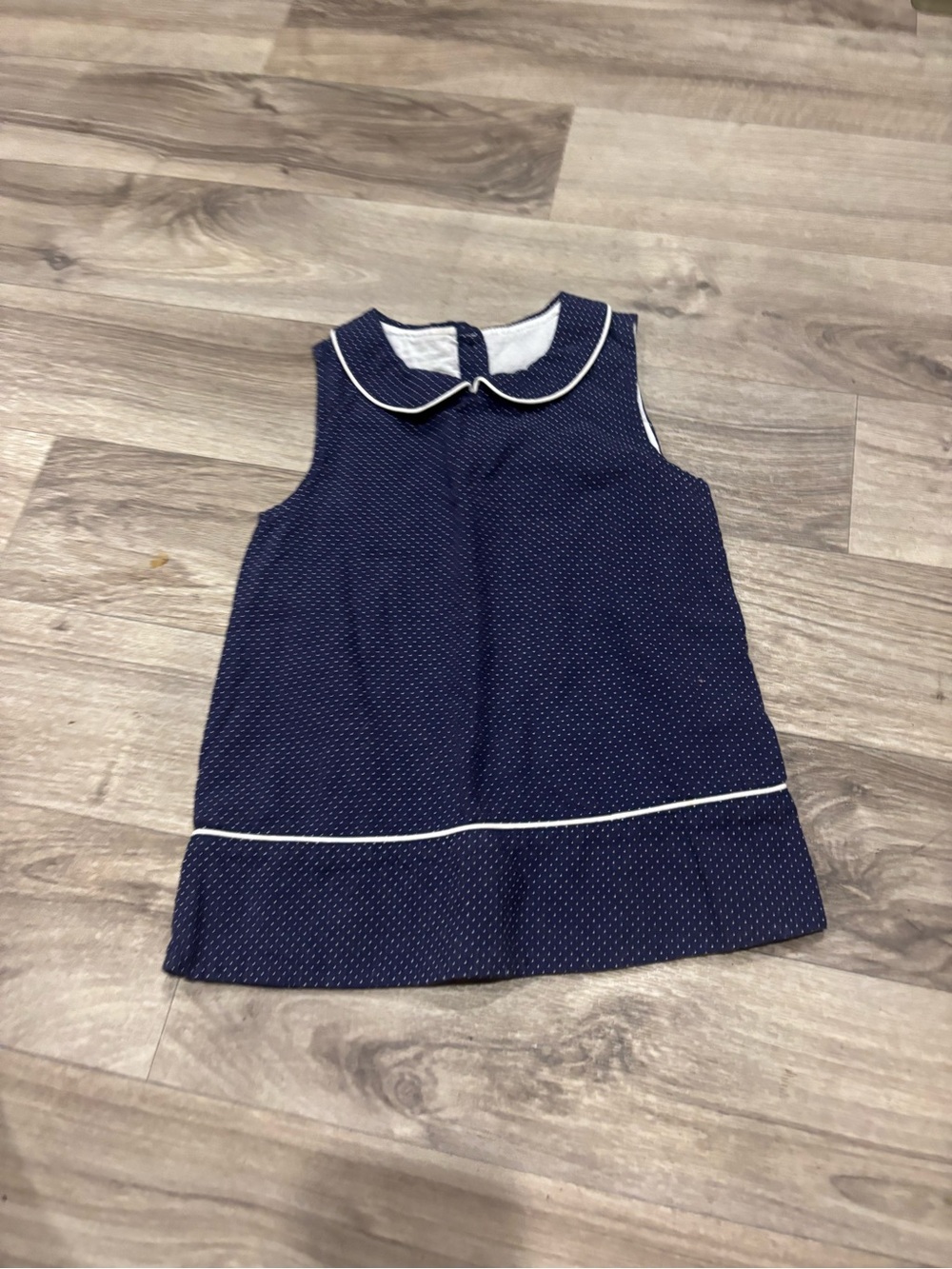 Gymboree Navy Dot Peter Pan Collar Dress with White Trim